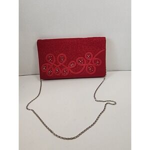 Vintage Ben Marc International Red Purse/Clutch With  Chain Strap 6.5" X 11"